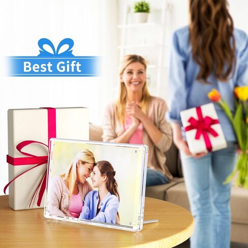 AITEE 5x7 Acrylic Picture Frame: Clear Picture Frames with Magnetic Stand - Magnetic Acrylic Photo Frame - Diamond-Edge Design - Modern Floating Lucite Frameless Frame Gift for Desktop Display in Saudi Arabia