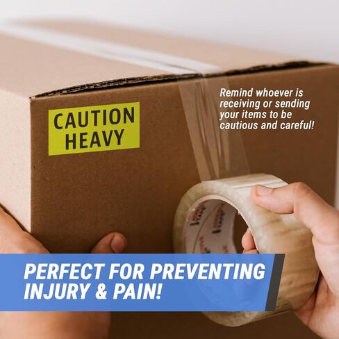 300 Caution Heavy Stickers - 2 x 4 Inches Heavy Caution Sticker for Shipping Moving Handling Heavy Alert Warning Labels, Fluorescent Neon Yellow - 1 Roll of 300 Labels in Saudi Arabia