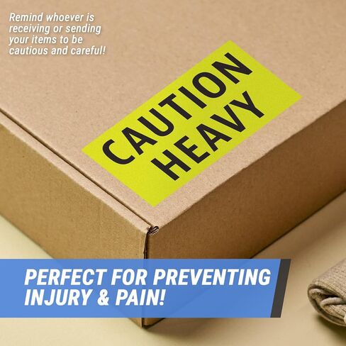 300 Caution Heavy Stickers - 2 x 4 Inches Heavy Caution Sticker for Shipping Moving Handling Heavy Alert Warning Labels, Fluorescent Neon Yellow - 1 Roll of 300 Labels in Saudi Arabia
