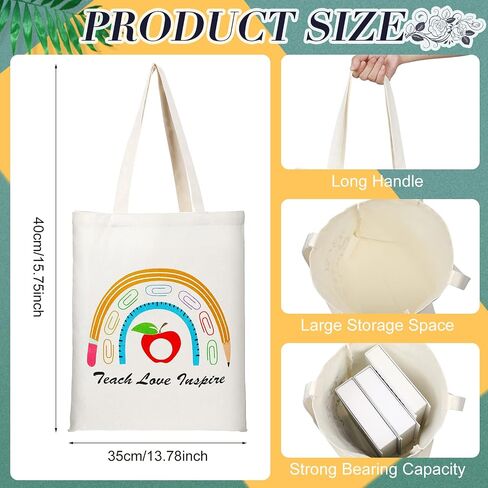 Hillban 4 Pcs Teacher Appreciation Gift Set Including Teacher Keychain Makeup Cosmetic Bag Teacher Tote Bag 12oz Stainless Steel Tumbler for Women Christmas Birthday Valentine's Day (Classic Style) in Saudi Arabia