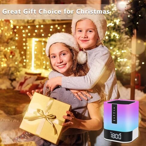 ساعة منبه بلوتوث للأطفال من وامجرا، مكبرات صوت بلوتوث 5 في 1 مع أضواء، 48 لونًا مصباح بجانب السرير يعمل باللمس، ساعة منبه للمراهقين، هدايا للفتيات المراهقات/الأولاد/الفتيات الجامعيات/الأخت/الابنة in Kuwait