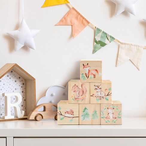 3pcs Jungle Animal Nursery Wood Decor Woodland Animal Nursery Decoration Woodland Nursery Decor Wooden Animal Themed Room Decor for Baby Nursery Bedrooms Classroom Squirrels Foxes Bear in Saudi Arabia