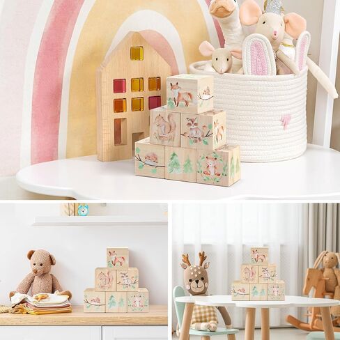 3pcs Jungle Animal Nursery Wood Decor Woodland Animal Nursery Decoration Woodland Nursery Decor Wooden Animal Themed Room Decor for Baby Nursery Bedrooms Classroom Squirrels Foxes Bear in Saudi Arabia