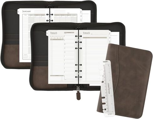 AT-A-GLANCE Simulated Leather Undated Starter Set, 43184 DAY-TIMER, Desk Size, Distressed Brown (031-0140-04) in Saudi Arabia