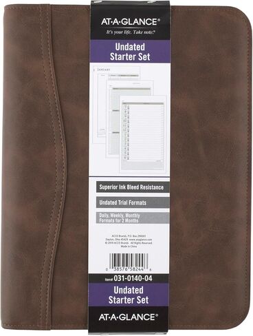 AT-A-GLANCE Simulated Leather Undated Starter Set, 43184 DAY-TIMER, Desk Size, Distressed Brown (031-0140-04) in Saudi Arabia