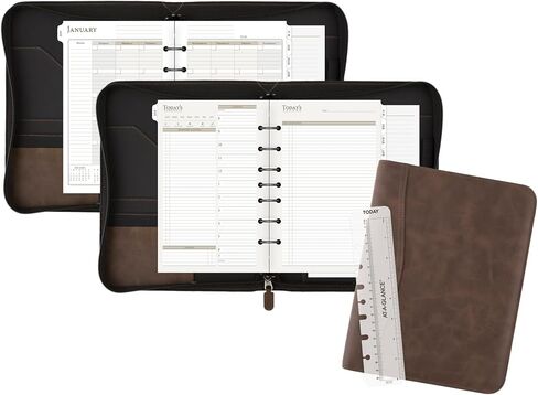 AT-A-GLANCE Simulated Leather Undated Starter Set, 43184 DAY-TIMER, Desk Size, Distressed Brown (031-0140-04) in Saudi Arabia