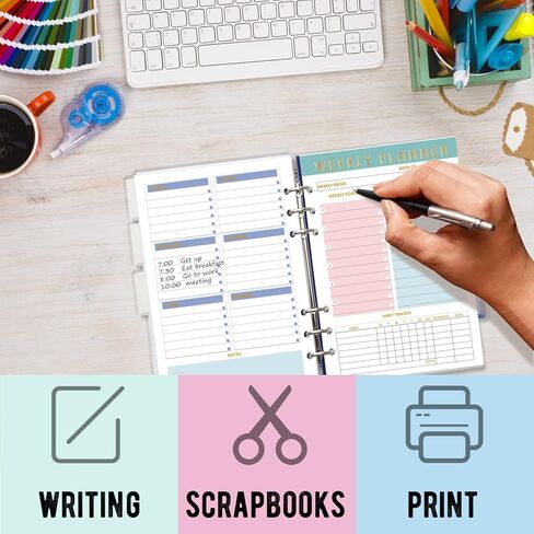 Weekly Planner Undated Weekly TO DO List Notepads Organizer Habit Tracker Weekly Task Planner Checklist A5 Planner Inserts 6 Ring Binder,104 Sheets 208 Pages Undated Project Planner for Organized in Saudi Arabia