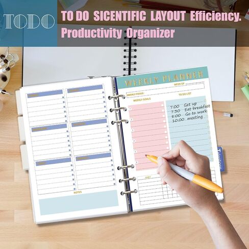 Weekly Planner Undated Weekly TO DO List Notepads Organizer Habit Tracker Weekly Task Planner Checklist A5 Planner Inserts 6 Ring Binder,104 Sheets 208 Pages Undated Project Planner for Organized in Saudi Arabia