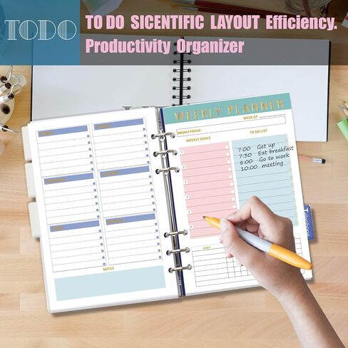 Weekly Planner Undated Weekly TO DO List Notepads Organizer Habit Tracker Weekly Task Planner Checklist A5 Planner Inserts 6 Ring Binder,104 Sheets 208 Pages Undated Project Planner for Organized in Kuwait