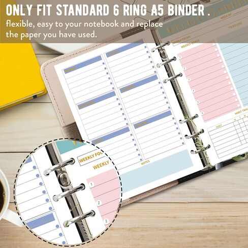 Weekly Planner Undated Weekly TO DO List Notepads Organizer Habit Tracker Weekly Task Planner Checklist A5 Planner Inserts 6 Ring Binder,104 Sheets 208 Pages Undated Project Planner for Organized in Kuwait