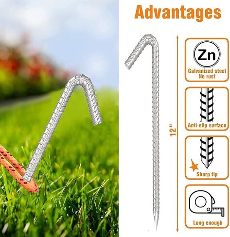 Tent Pegs Heavy Duty Extra Strong Galvanized Tent Stakes 12 inch Steel Tent Pegs for Garden Fence Sand in Saudi Arabia