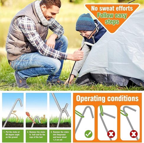 Tent Pegs Heavy Duty Extra Strong Galvanized Tent Stakes 12 inch Steel Tent Pegs for Garden Fence Sand in Saudi Arabia