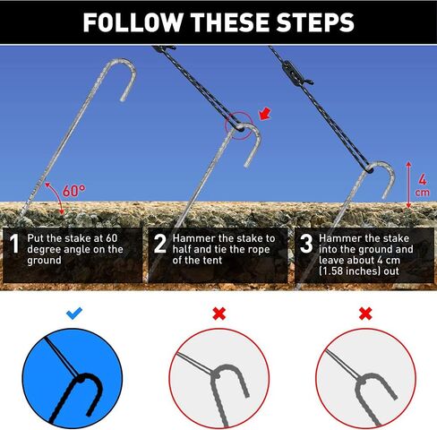 Tent Pegs Heavy Duty Extra Strong Galvanized Tent Stakes 12 inch Steel Tent Pegs for Garden Fence Sand in Saudi Arabia