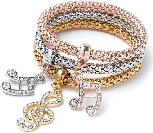 Pingyongchang Women's Tri Tone Stretch Bracelet 3 Piece Set in Saudi Arabia