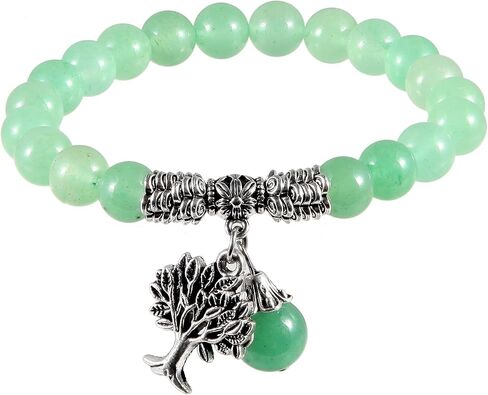 Healing Crystal Beads Bracelet with Stone Tree, Unisex Tumbled Stone Stretchy Bracelet for Yoga Meditation Reiki Jewelry in Saudi Arabia