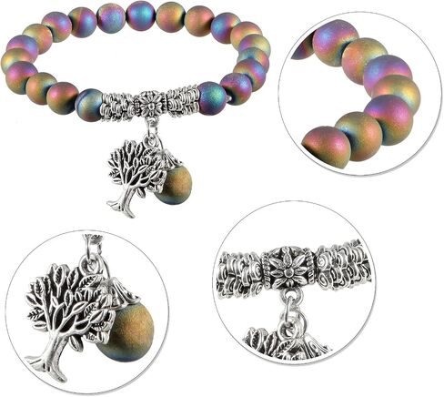 Healing Crystal Beads Bracelet with Stone Tree, Unisex Tumbled Stone Stretchy Bracelet for Yoga Meditation Reiki Jewelry in Saudi Arabia