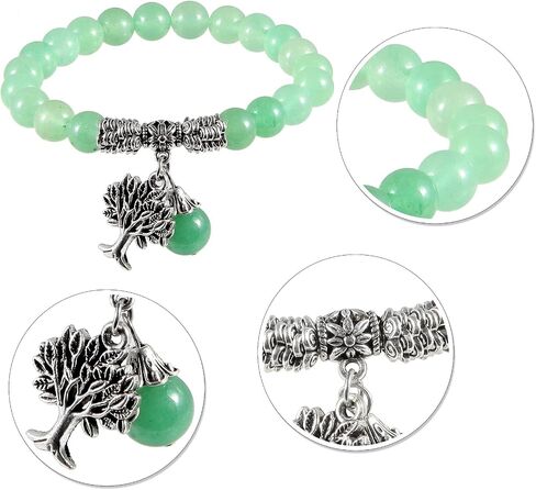 Healing Crystal Beads Bracelet with Stone Tree, Unisex Tumbled Stone Stretchy Bracelet for Yoga Meditation Reiki Jewelry in Saudi Arabia