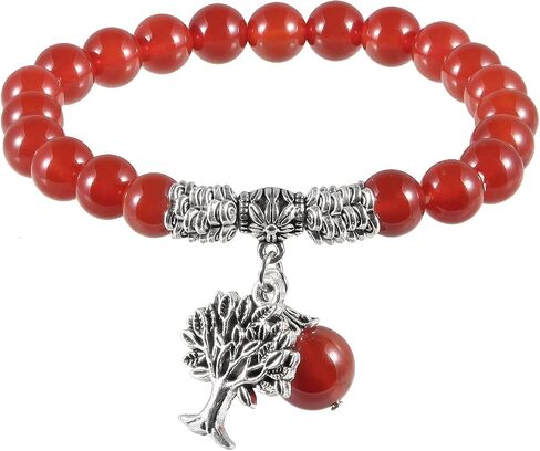 Healing Crystal Beads Bracelet with Stone Tree, Unisex Tumbled Stone Stretchy Bracelet for Yoga Meditation Reiki Jewelry in Saudi Arabia