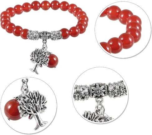 Healing Crystal Beads Bracelet with Stone Tree, Unisex Tumbled Stone Stretchy Bracelet for Yoga Meditation Reiki Jewelry in Saudi Arabia