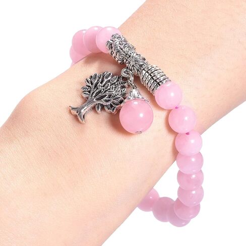 Healing Crystal Beads Bracelet with Stone Tree, Unisex Tumbled Stone Stretchy Bracelet for Yoga Meditation Reiki Jewelry in Saudi Arabia