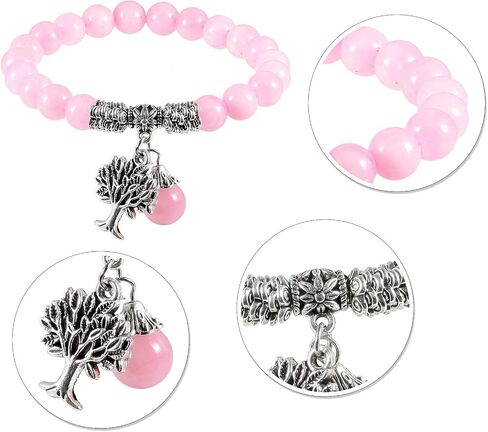 Healing Crystal Beads Bracelet with Stone Tree, Unisex Tumbled Stone Stretchy Bracelet for Yoga Meditation Reiki Jewelry in Saudi Arabia