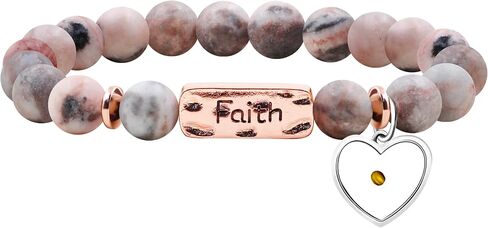 8mm Round Beads Love Heart Mustard Seed Belief Religious Elastic Bracelet, Mother's Day and Birthday Gift for Family, Girlfriend, and Best Friend in Saudi Arabia