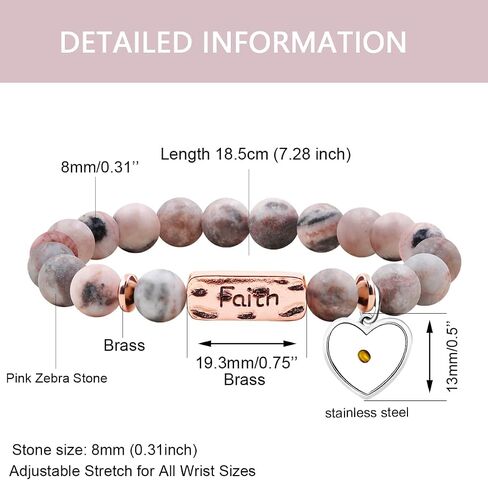 8mm Round Beads Love Heart Mustard Seed Belief Religious Elastic Bracelet, Mother's Day and Birthday Gift for Family, Girlfriend, and Best Friend in Saudi Arabia