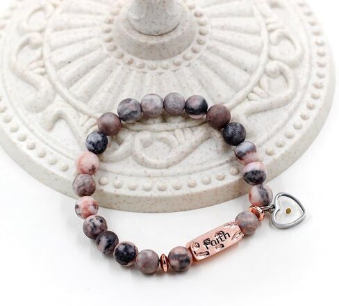8mm Round Beads Love Heart Mustard Seed Belief Religious Elastic Bracelet, Mother's Day and Birthday Gift for Family, Girlfriend, and Best Friend in Saudi Arabia