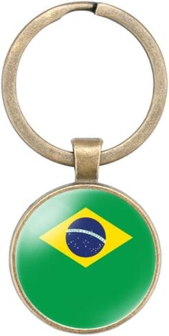 Brazil Baxi National Flag Restore Ancient Key Chain Keyring Gift Men Women Keychain Alloy and Inlaid Glass Materials in Saudi Arabia