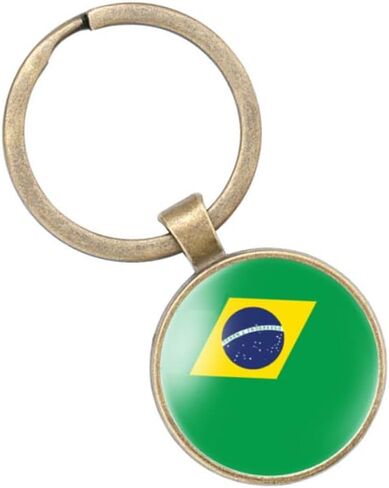 Brazil Baxi National Flag Restore Ancient Key Chain Keyring Gift Men Women Keychain Alloy and Inlaid Glass Materials in Saudi Arabia