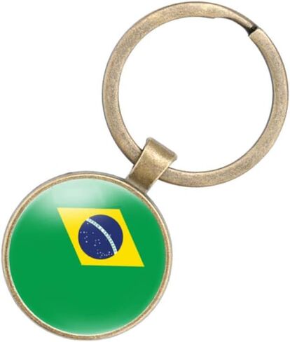 Brazil Baxi National Flag Restore Ancient Key Chain Keyring Gift Men Women Keychain Alloy and Inlaid Glass Materials in Saudi Arabia