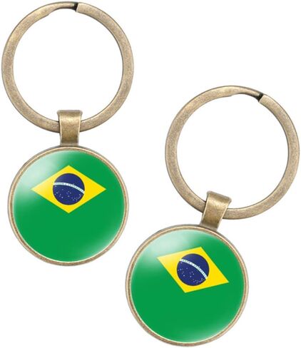Brazil Baxi National Flag Restore Ancient Key Chain Keyring Gift Men Women Keychain Alloy and Inlaid Glass Materials in Saudi Arabia