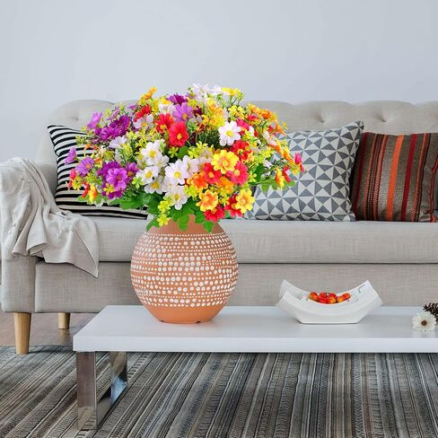 EverWin Artificial Fake Flowers for Decoration Table Centerpieces - Silk Faux Flowers Daisies Colorful Flowers Bouquets with Stems for Table Centerpieces Decoration Outdoors - 6 Bundles in Saudi Arabia