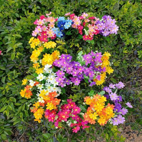 EverWin Artificial Fake Flowers for Decoration Table Centerpieces - Silk Faux Flowers Daisies Colorful Flowers Bouquets with Stems for Table Centerpieces Decoration Outdoors - 6 Bundles in Saudi Arabia