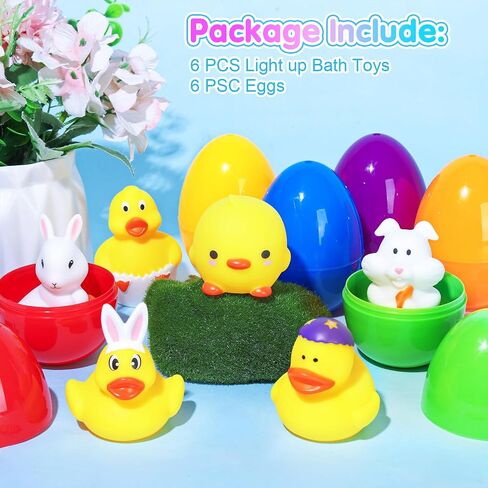 6 Pcs Bath Toys for Kids Ages 3 5 8, Floating Light up Bath Toys, Summer Toys Pool Toys Water Toys for Kids 1-3, Baby Bath Toys for Boys Girls, Bathtub Swimming Party Favor in Saudi Arabia