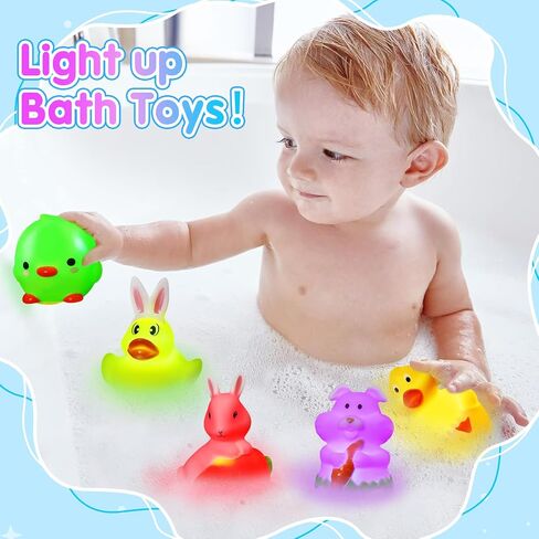 6 Pcs Bath Toys for Kids Ages 3 5 8, Floating Light up Bath Toys, Summer Toys Pool Toys Water Toys for Kids 1-3, Baby Bath Toys for Boys Girls, Bathtub Swimming Party Favor in Saudi Arabia