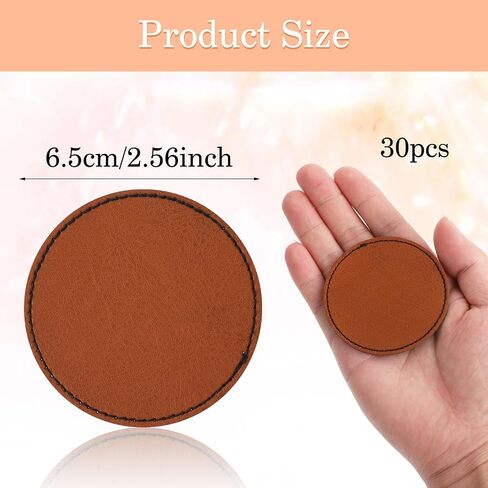 30 Pcs Iron on Leather Patches Blank Leather Patches for Hats Round Laserable Leatherette Patches Sheets Brown Faux Leather Hat Patch Rustic Patches Glowforge Laser Supplies for Hats Fabric Repair Sew in Saudi Arabia