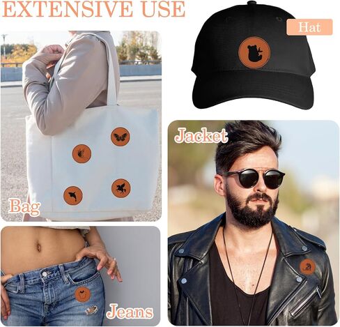 30 Pcs Iron on Leather Patches Blank Leather Patches for Hats Round Laserable Leatherette Patches Sheets Brown Faux Leather Hat Patch Rustic Patches Glowforge Laser Supplies for Hats Fabric Repair Sew in Saudi Arabia