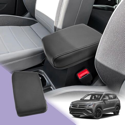 LUWU لعام 2022-2024 غطاء وحدة التحكم المركزية Volkswagen Taos 2024 Volkswagen Taos Accessories VW Taos غطاء مسند الذراع Taos VW وسادة وحدة التحكم المركزية Taos S/SE/SEL غطاء وحدة التحكم بمسند الذراع من الجلد الناعم (أسود) in Kuwait