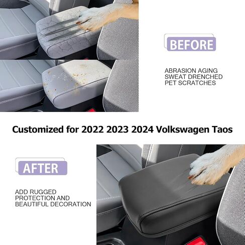 LUWU لعام 2022-2024 غطاء وحدة التحكم المركزية Volkswagen Taos 2024 Volkswagen Taos Accessories VW Taos غطاء مسند الذراع Taos VW وسادة وحدة التحكم المركزية Taos S/SE/SEL غطاء وحدة التحكم بمسند الذراع من الجلد الناعم (أسود) in Kuwait