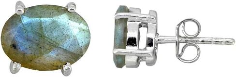 YoTreasure 6x8 مللي متر صغيرتي البيضاوي اللابرادوريت وأقراط 925 فضة الأحجار الكريمة والمجوهرات in Saudi Arabia