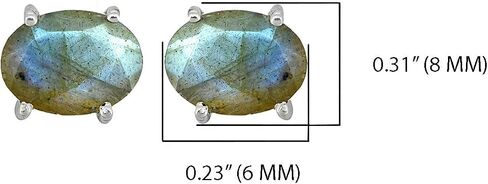 YoTreasure 6x8 مللي متر صغيرتي البيضاوي اللابرادوريت وأقراط 925 فضة الأحجار الكريمة والمجوهرات in Saudi Arabia