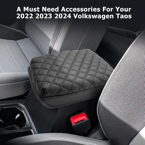 LUWU لعام 2022-2024 غطاء وحدة التحكم المركزية Volkswagen Taos 2024 Volkswagen Taos Accessories VW Taos غطاء مسند الذراع Taos VW وسادة وحدة التحكم المركزية Taos S/SE/SEL غطاء وحدة التحكم بمسند الذراع من الجلد الناعم (أسود) in Kuwait