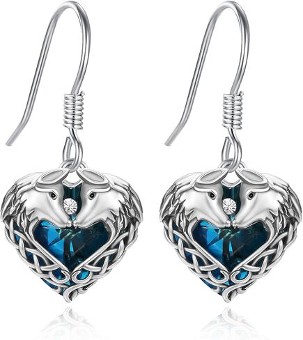 Horse/Dragon/Wolf Earrings for Women 925 Sterling Silver Celtic Knot Horse/Dragon/Wolf Earrings with Crystal Animal Jewelry Gifts for Women Girls in Saudi Arabia