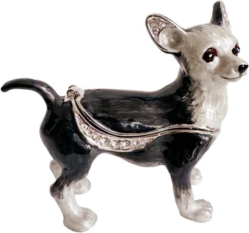 Dog FigurineTrinket Box Chihuahua Figurine Hinged Decorative Jewelry Box Ring Box Earrings Organizer Home Decor Gifts (yellow) in Saudi Arabia