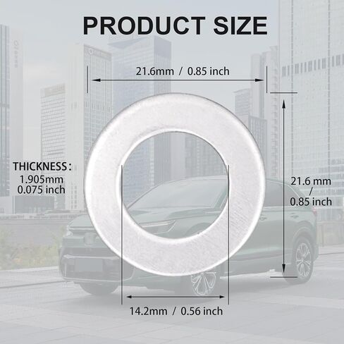 50PCS Aluminum Oil Drain Plug Gasket Washer Crush Seal 14mm Gasket Replaces for OEM 94109-14000 for Honda Civic Accord CRV Accord, Acura, Civic, Ridgeline, Odyssey, CR-V, Pilot, Fit, Element in Saudi Arabia