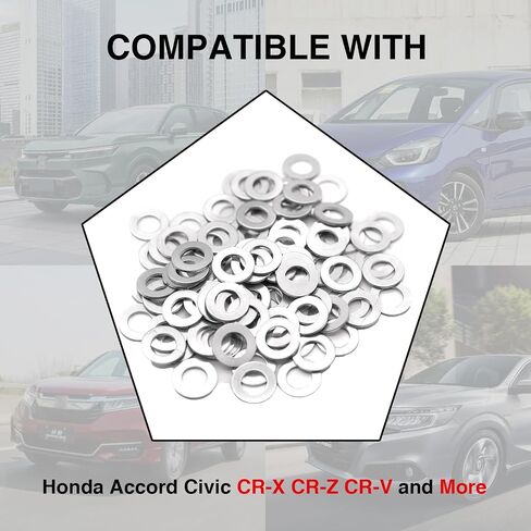 50PCS Aluminum Oil Drain Plug Gasket Washer Crush Seal 14mm Gasket Replaces for OEM 94109-14000 for Honda Civic Accord CRV Accord, Acura, Civic, Ridgeline, Odyssey, CR-V, Pilot, Fit, Element in Saudi Arabia