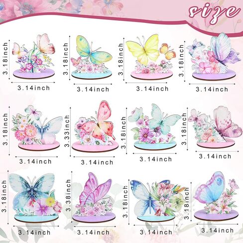 Yousoontic 12 Pcs Wooden Butterfly Centerpieces for Tables Butterfly Baby Shower Decorations Butterfly Theme Party Decorations for Baby Shower Gender Reveal Spring Tea Party Mother's Day Easter Decor in Saudi Arabia