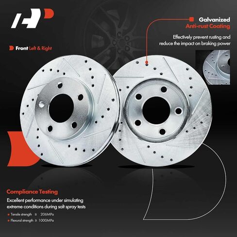 A-Premium Front and Rear Drilled and Slotted Disc Brake Rotors Compatible with Select Ford Models - For Mustang 1994-2004, 4-PC Set in Saudi Arabia