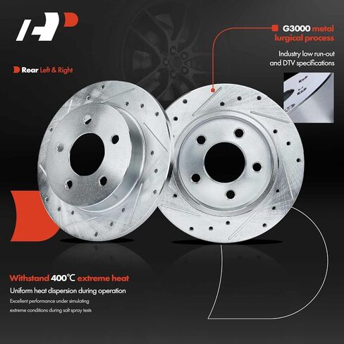 A-Premium Front and Rear Drilled and Slotted Disc Brake Rotors Compatible with Select Ford Models - For Mustang 1994-2004, 4-PC Set in Saudi Arabia